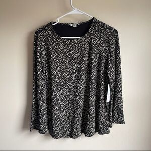 Sweet Grey Stitch Fix Charcoal Gray Patterned Bell Sleeve Blouse NWT